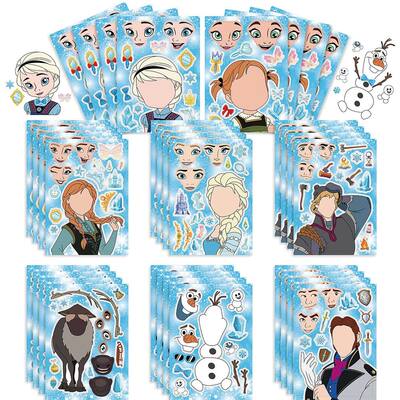 8/16Sheets Princess Frozen Children DIY Puzzle Stickers Game