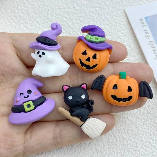 10Pcs New Cute Resin Cartoon Halloween Collection Series  Fl