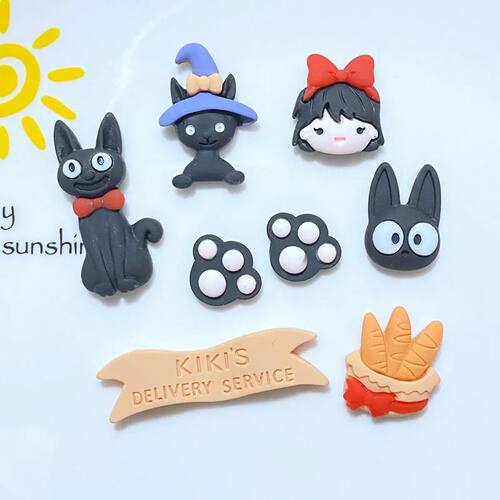 10Pcs New Cute Mini Halloween Black Cat Series Resin Flatbac