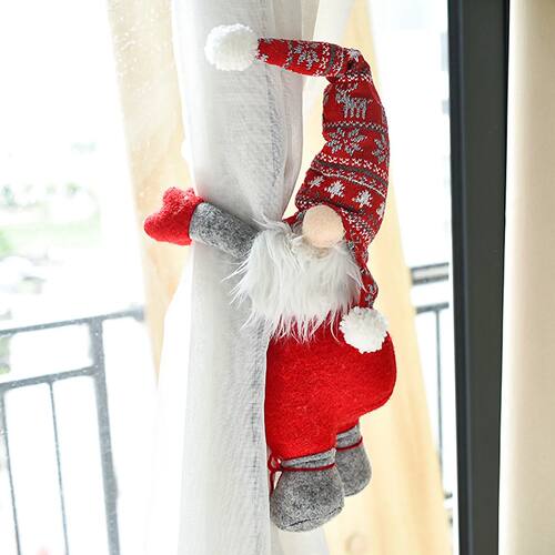 Curtain Tieback Red Knitted Gnome Doll Faceless Christmas De