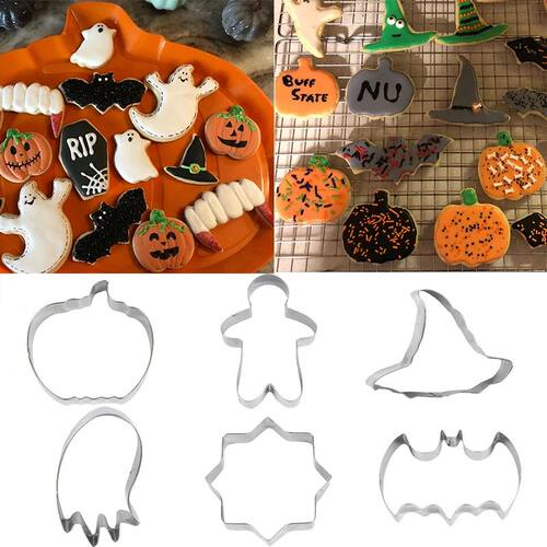 6pcs Halloween Cookie Cutter Mold Pumpkin Ghost Bat Biscuit