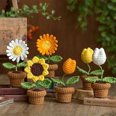 Sunflower Crochet Flowers Knitted Flower Graduation Wedding