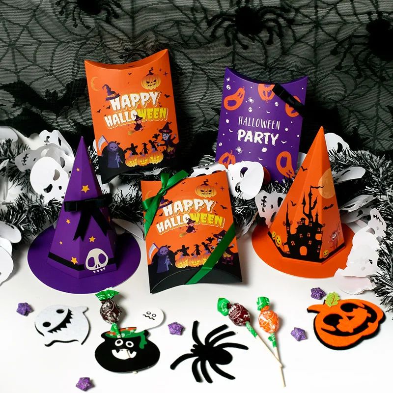 10Pcs Halloween Pillow Candy Box Baking Cookies Gift Packing