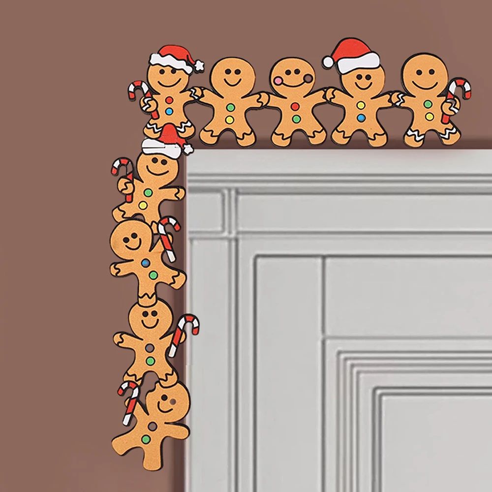 Gingerbread Man Christmas Door Decoration Corner Wooden Fram