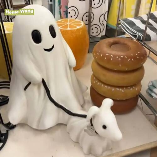 Halloween Gift Ghost Walking Dog Statue Spooky Ghost Dog Hal