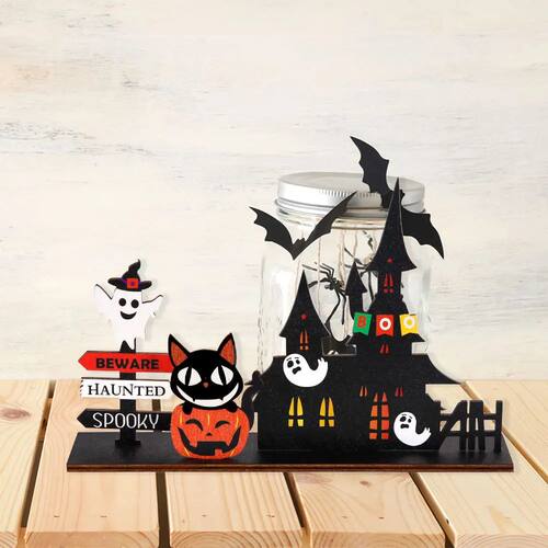 Halloween Wooden Crafts Castle Desktop Decoration Halloween
