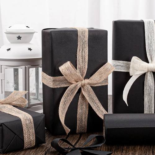 KRAFT For GIFT Paper Black Origami WRAPPING Raw ROLL DESIGN