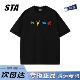 男女夏季 STA旗舰店美式 潮牌小众设计短袖 宽松重磅纯棉黑色情侣t恤