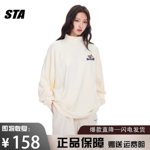 男女秋冬季 长袖 情侣T恤卫衣 潮牌德绒半高领打底衫 STA旗舰店美式