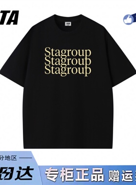 STA旗舰店美式潮牌字母印花短袖男女夏季新款高街纯棉短袖黑色t恤