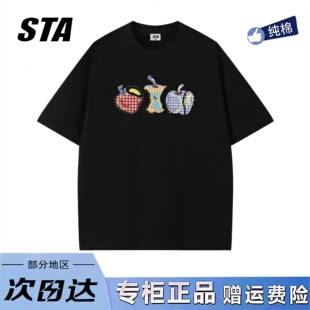 休闲情侣t恤 男女夏季 STA旗舰店美式 潮牌重磅纯棉小众设计感短袖