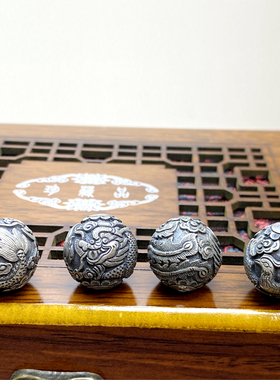 纯银做旧龙凤手串配珠