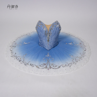 蓝色渐变芭蕾舞tutu裙蓝鸟帕吉塔比赛裙 高端定制分体式 丹律诗