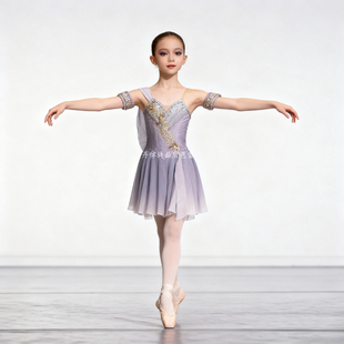 紫色渐变高端定制爱神丘比特芭蕾裙儿童芭蕾短裙比赛服 丹律诗