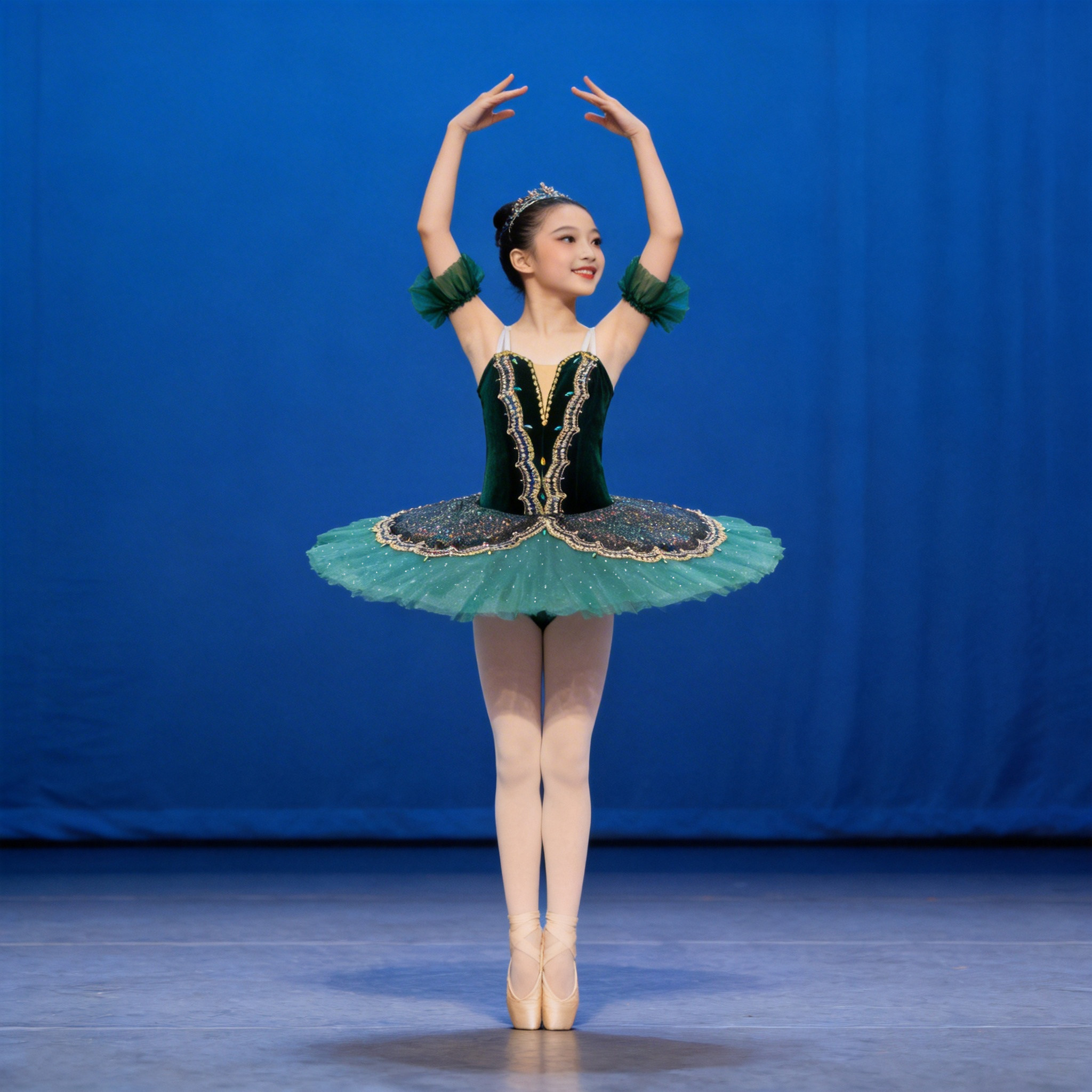 【丹律诗】简易款墨绿色艾斯米拉达芭蕾裙儿童比赛服芭蕾舞tutu裙