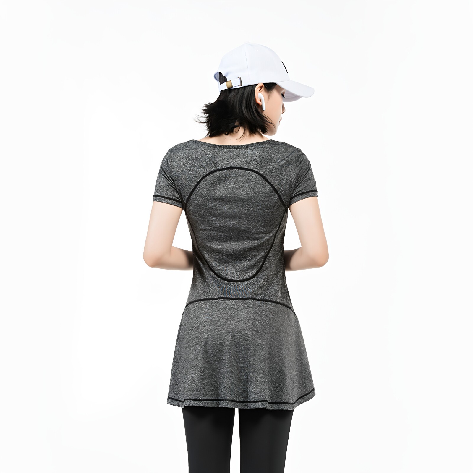 短袖瑜伽服女长款遮屁股运动上衣图片