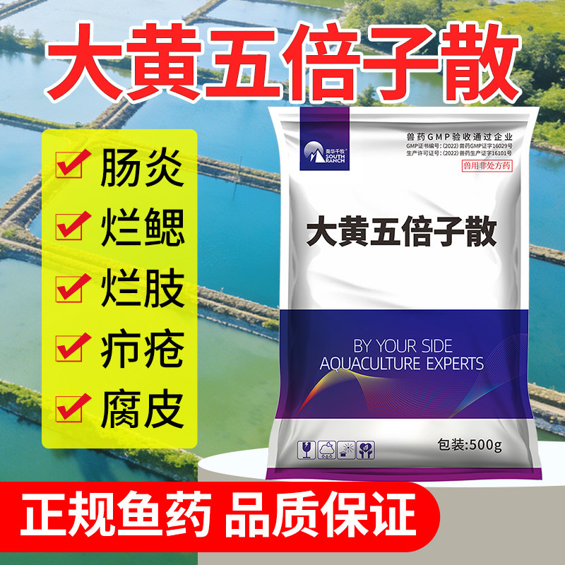 大黄五倍子散水产养殖用乌龟鳖鱼塘鱼池肠炎腐皮烂鳃烂肢疖疮鱼药