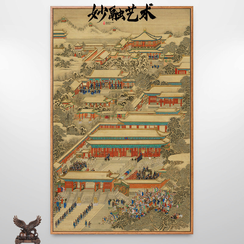 万国来朝图紫禁城故宫建筑挂画新中式客厅装饰画走廊竖版壁画巨幅
