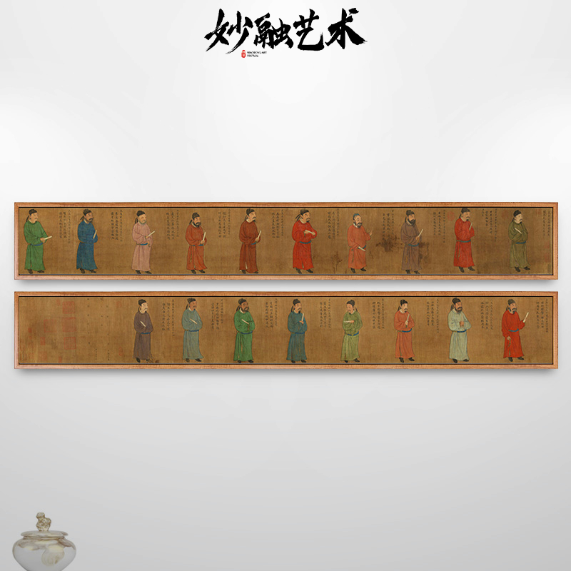 唐代阎立本十八学士图古代人物画新中式客厅装饰画背景墙挂画仿古图片