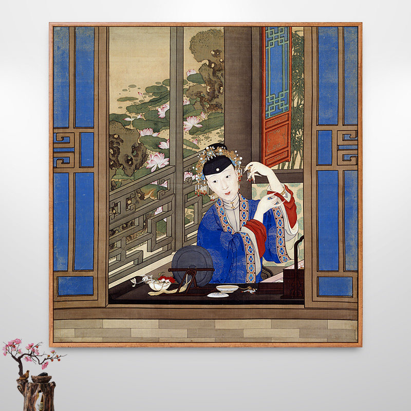 清朝乾隆妃子古装画像古代人物画古风美女画新中式装饰画仿古挂画