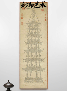 《金刚经塔》经文挂画茶室新中式