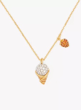 kate spade草莓小甜筒吊坠水晶镶嵌镀金项链女轻奢甜美可爱礼物