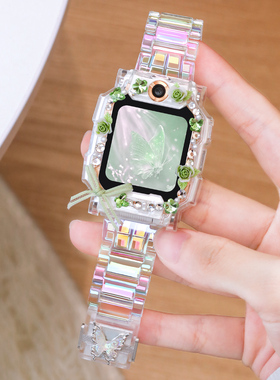 绿色蝴蝶适用小天才Q3儿童电话手表表带z11z10z9z8保护套z6proD5