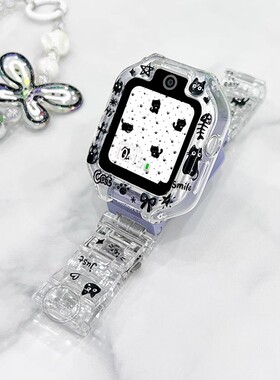 黑色小猫适用华为儿童手表表带5xpro/4x/4pro/3pro3s防摔保护壳套