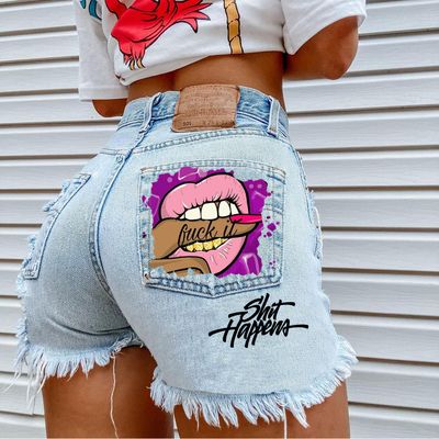 欧美时尚破洞毛边牛仔短裤热裤 Ripped Denim Shorts Jeans Women