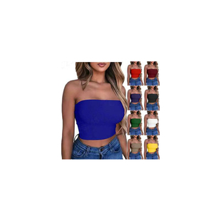 宝蓝色抹胸红色背心黄色抹胸修身 top运动裹胸小背心女 上衣blue