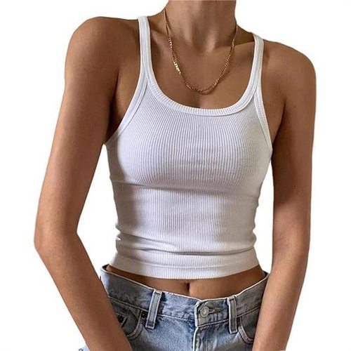 Casual tight fitting short camisole top休闲紧身短款吊带上衣