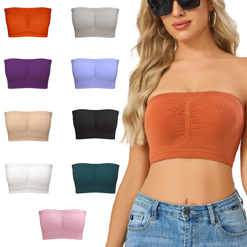 Women Seamless Bandeau Strapless Bras Stretch Tube Top女抹胸
