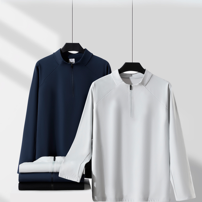 FJCAION男士速干户外长袖半拉链立领商务卫衣修身保暖上衣