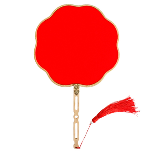 团扇红色空白刺绣国画书法绘画创作材料真丝熟绢扇面古风diy扇子