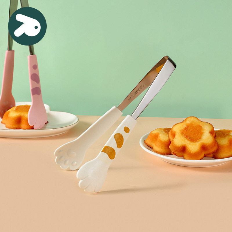 猫爪食品夹家用不锈钢食品级防滑甜点夹子厨房可爱面包点心夹创意