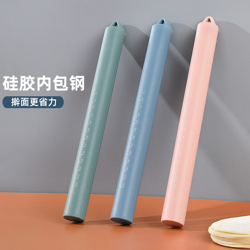 家用食品级硅胶擀面杖带刻度体全包硅胶不粘擀面棍饺子皮工具创意