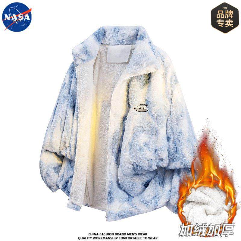 NASA扎染羊羔绒棉服加厚保暖