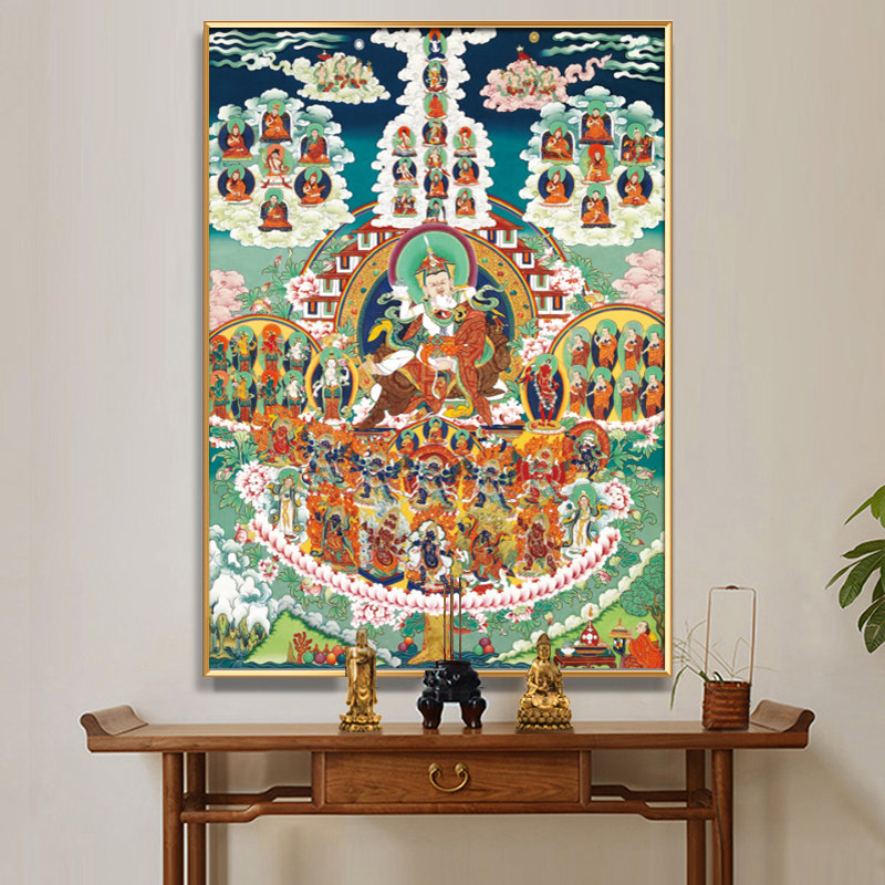 藏族唐卡大圆满皈依境佛像挂画中式佛祖菩萨装饰画客厅佛堂中堂画