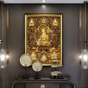 藏传坛城唐卡装饰画客厅玄关挂画西藏中式白度母观音敦煌艺术壁画