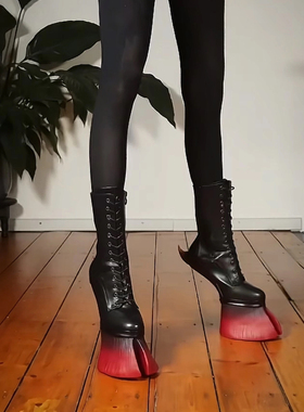 网红抖音欧美gogo酒吧夜店表演马蹄高跟鞋恋足调教情趣COS短靴