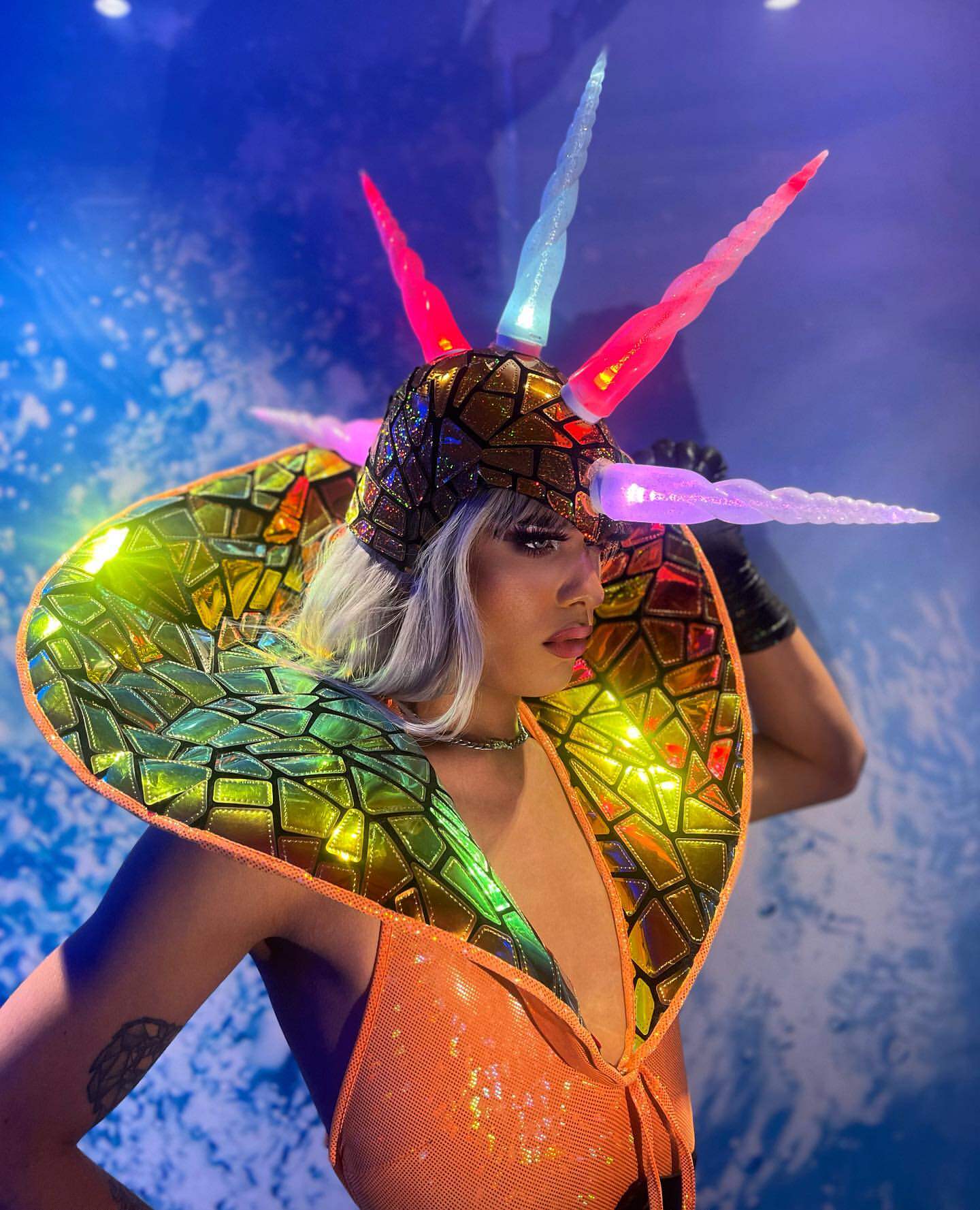 夜店演出服未来科幻眼镜炫酷反光头饰面具护目镜酒吧GOGO造型道具