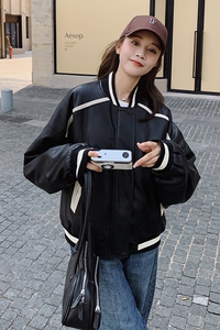 2025新款拼色皮棒球服 H911-P135-K188、夹棉P145-K198 出货图片