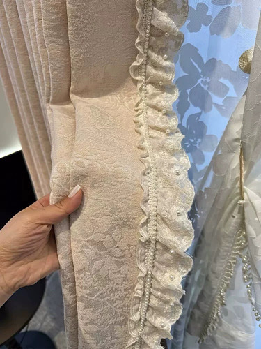 小红书爆款铃兰花语窗帘花边法式优雅珍珠刺绣公主房窗纱辅料配件