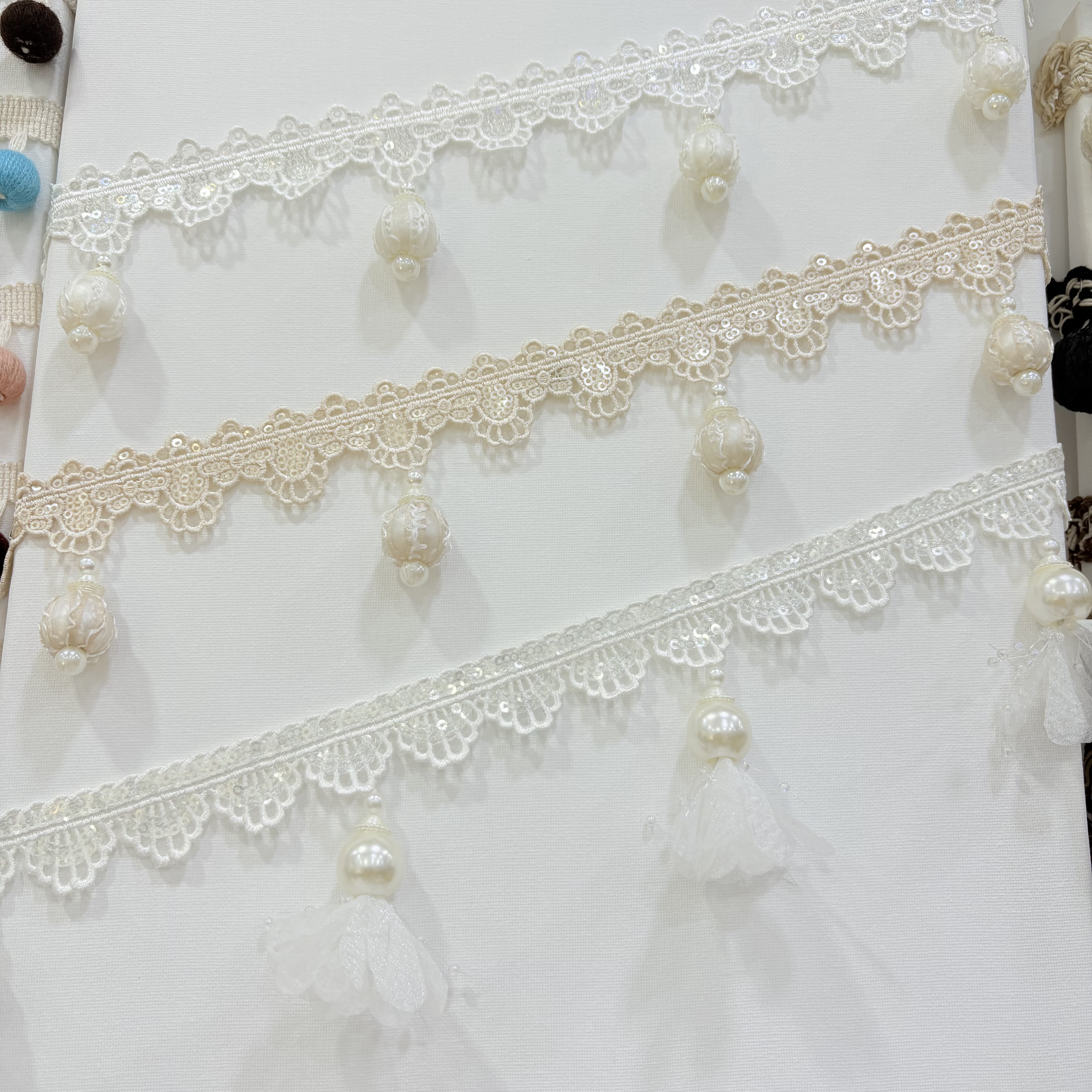 窗帘花边莫奈花园装饰带立边球球花边点缀窗帘