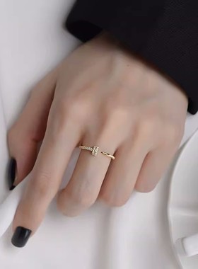 微镶锆石超闪钉子开口戒指女高级感个性小众百搭设计轻奢网红
