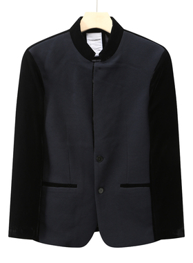 CA270卡换季断码清仓秋冬男士商务休闲立领拼接袖黑色夹克衫外套