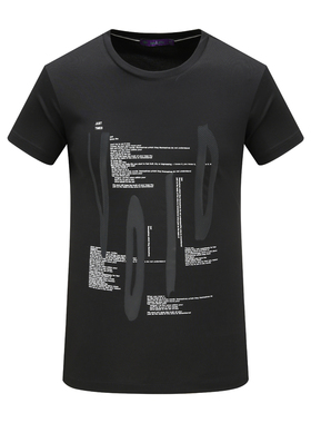 SF49索托换季断码清仓夏季男士时尚休闲印花圆领黑色印花短袖T恤