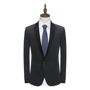 AB977邦纳断码 黑色提花商务休闲90%羊毛一粒扣西服 清仓春秋男士