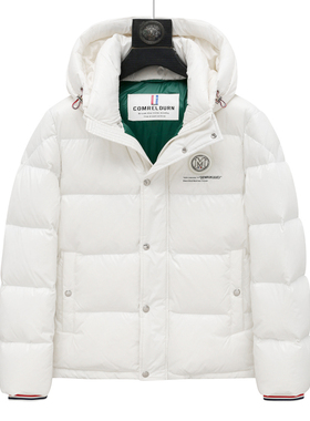 H978换季断码清仓冬季男士时尚休闲保暖高充绒量白色连帽厚羽绒服