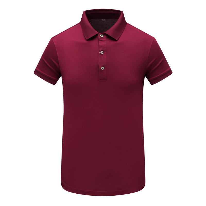 暗红色舒适亲肤全棉翻领短袖T恤